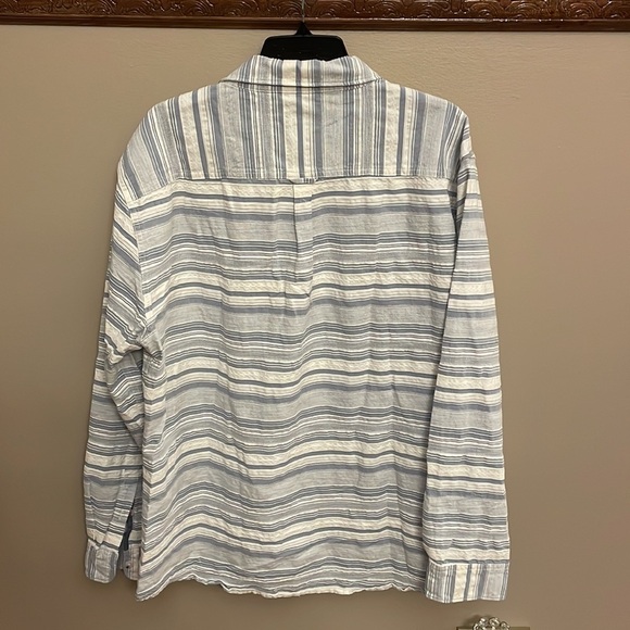 CARBON2COBALT men’s blue white stripe button down shirt cotton light texture XL - Picture 2 of 14